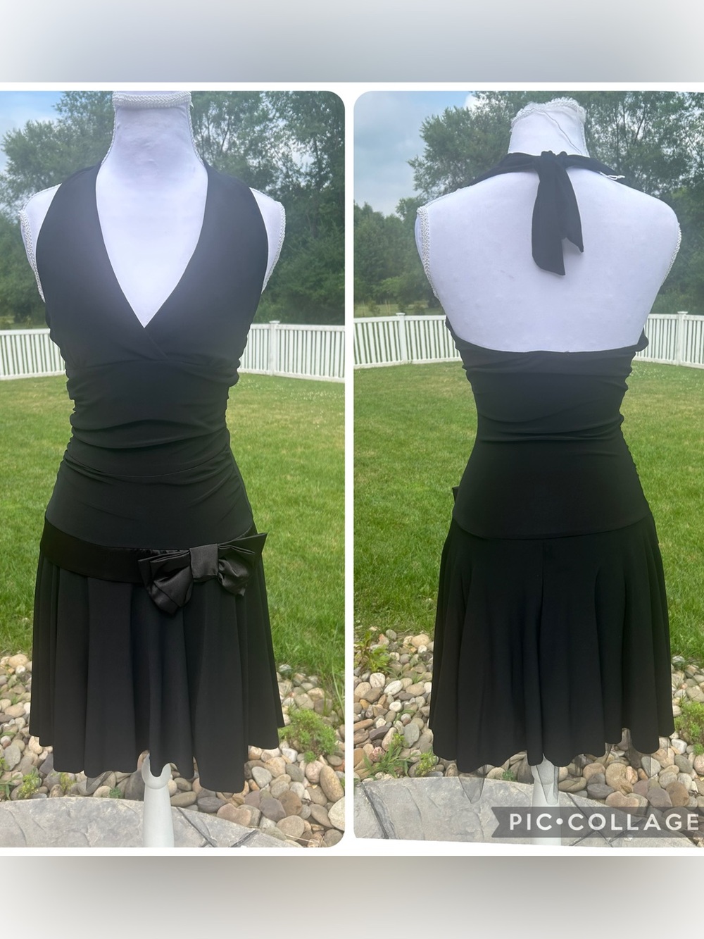 Vintage y2k 2000s black halter fairycore dress tulle satin bow fits like Small 4